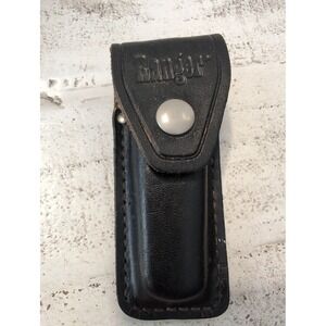 Vintage Case Folding Blade Knife Sheath Black Leather Belt Pouch Case 5"X4.25"
